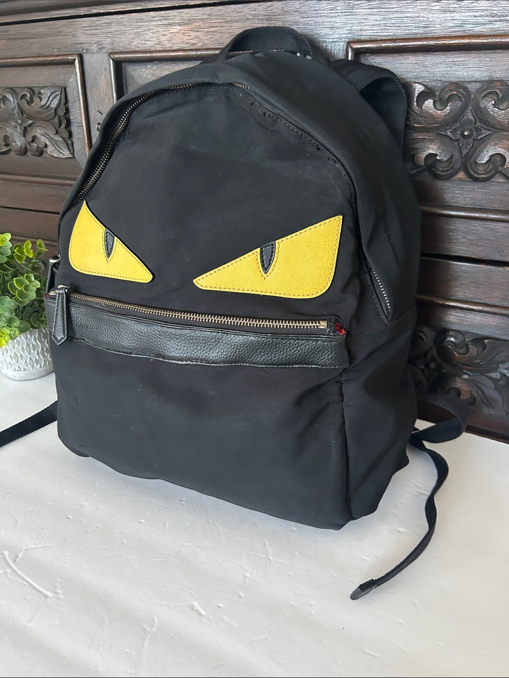 Black Backpack with Yellow Accent Eyes - Men - Picture 3 of 17
